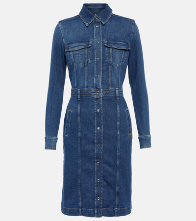7 For All Mankind Luxe Denim Shirt Dress In Blue