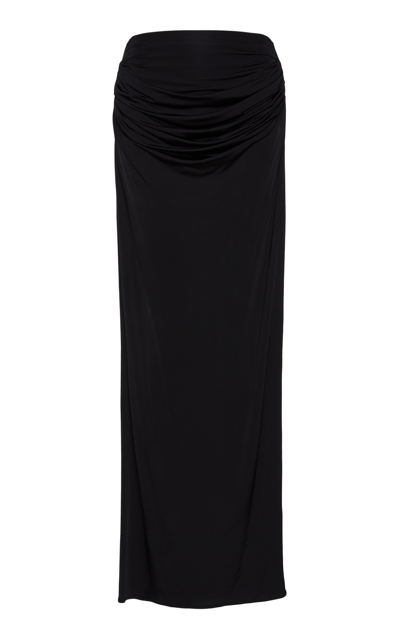 Magda Butrym Floral-appliqué Gathered Maxi Skirt In Black