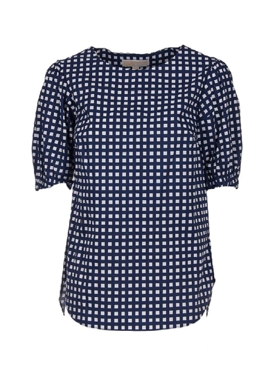Michael Michael Kors Checked Top In Blue