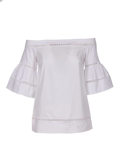 Michael Michael Kors Eyelet Off-the-shoulder Top In White