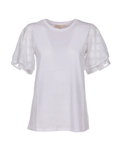 Michael Michael Kors Polka Dot Sleeve T-shirt In White