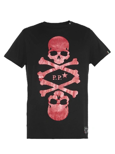 Philipp Plein Cotton T-shirt In Black - Red