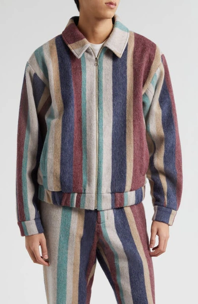 The Elder Statesman Men's Multicolor Striped Wool-blend Jacket In Brushed Wool Stri