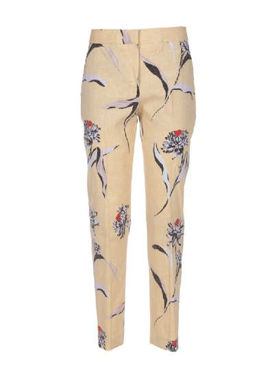 Paul Smith Floral Print Trousers In Off White
