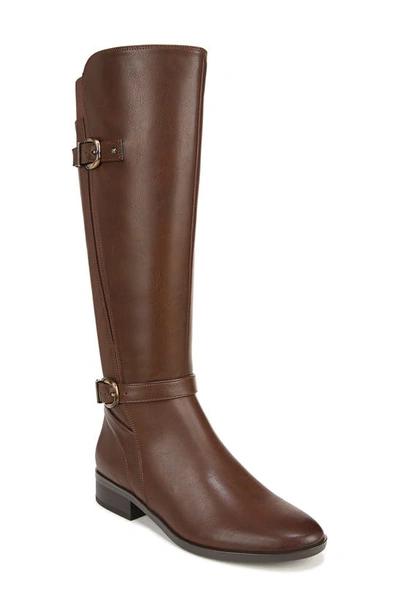Naturalizer Sahara Riding Boot In Dark Brown Faux Leather