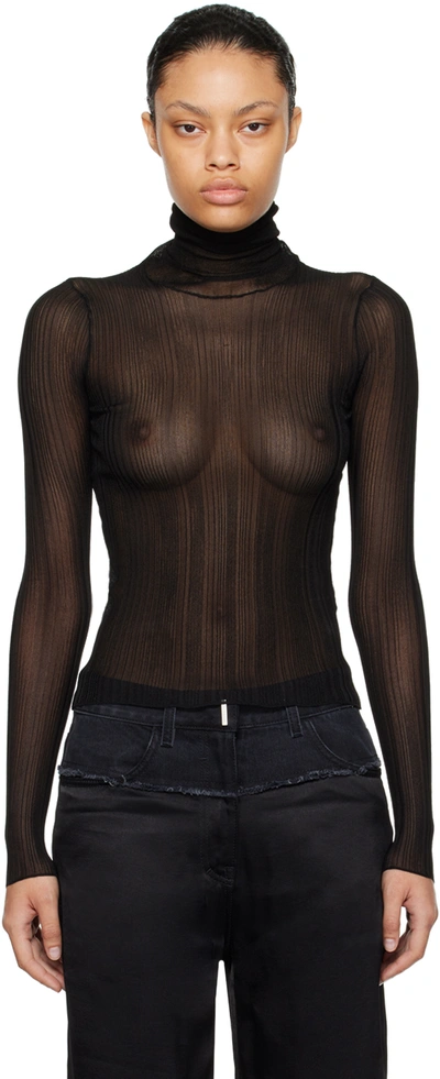 Givenchy Turtleneck Semi-sheer Sweater In Schwarz