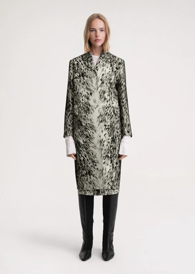 Totême Petite Fur-print Brushed Wool Single-breasted Coat In Grey