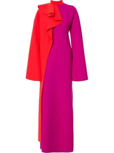 Greta Constantine Two Tone Wide Sleeves Maxi Dress - Red
