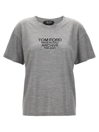 Tom Ford Logo Print T-shirt In Gray