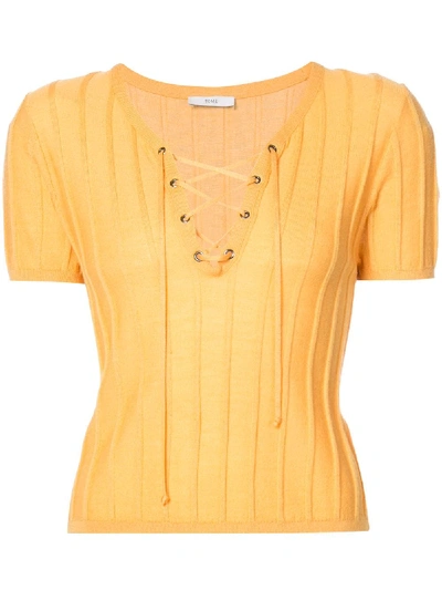 Tome Lace-up Ribbed T-shirt - Yellow