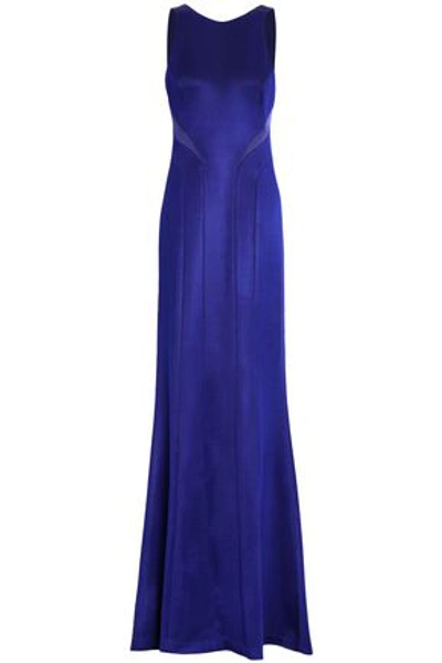 Galvan Satin-trimmed Stretch-knit Gown In Royal Blue