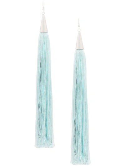 Eddie Borgo Blue Long Silk Tassel Earrings