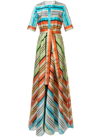 Mary Katrantzou Maar Chevron-stripe Organza Gown In Multicolour