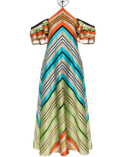 Mary Katrantzou Kahlo Chevron-stripe Organza Dress In Multicolour