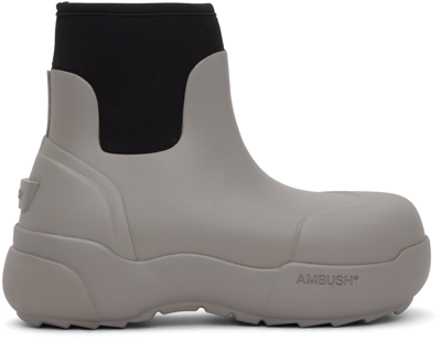 Ambush Round-toe Ankle Boots In Grey / Black