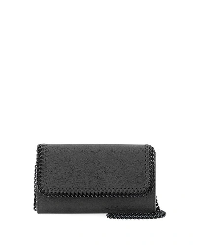 Stella Mccartney Falabella Shiny Dotted Chamois Crossbody Bag (black Hardware) In Gray