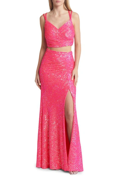 blue sequin dresses Wedtrend Women Light Blue Prom Dress with Slit Sparkly Sequins Mermaid  Spaghetti Straps Party Dress – WEDTREND