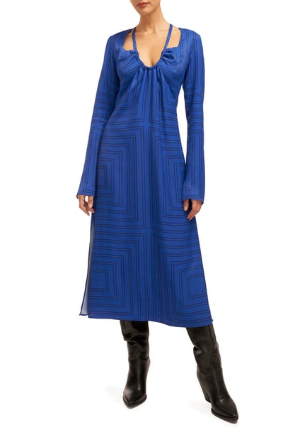 Equipment Vera Long Sleeve Midi Dress In Blue