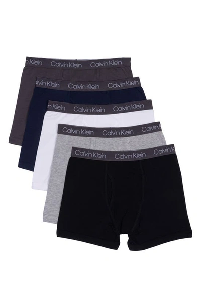 Calvin Klein Kids' Assorted 5-pack Boxer Briefs In Blk Arch/hg/wht/blk Iris/cstlr