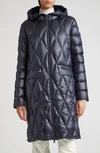 Moncler Serilong Recycled Nylon Long Coat In Blue Navy