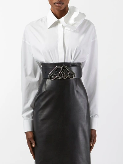 Alexander Mcqueen Orchid-collar Poplin Shirt In White