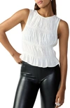 Sanctuary Shirred Sleeveless Top In Milk