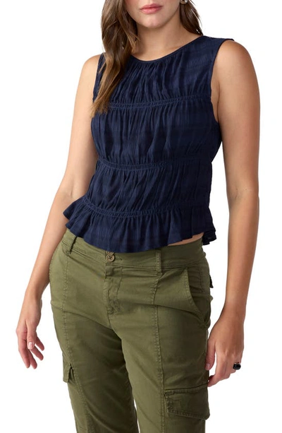 Sanctuary Shirred Sleeveless Top In Blue