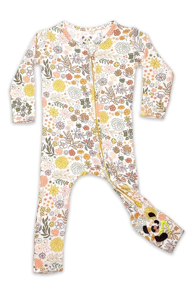 Bellabu Bear Babies' Kids' Fall Floral Fitted One-piece Convertible Pajamas In White