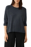 Eileen Fisher Raglan Sleeve Wool Pullover In Charcoal