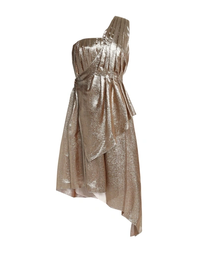 Adam Lippes One-shoulder Pleated Silk-blend Lamé Dress In Gold