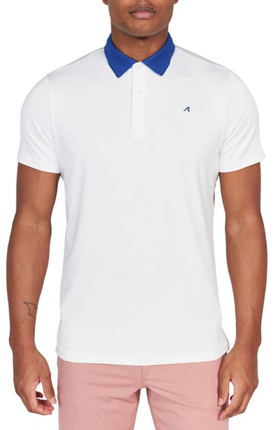 Redvanly Darby Contrast Collar Performance Golf Polo In Bright White