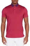 Redvanly Darby Contrast Collar Performance Golf Polo In Sangria