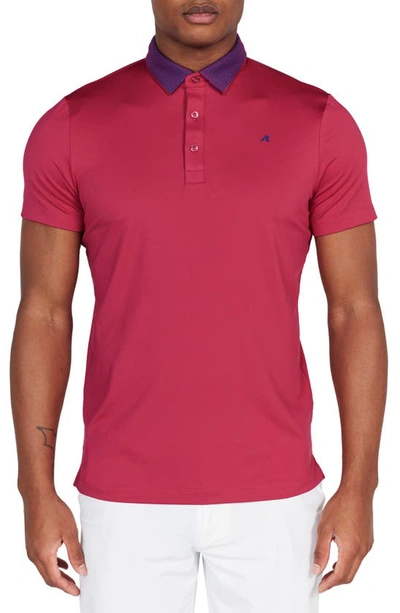 Redvanly Darby Contrast Collar Performance Golf Polo In Sangria