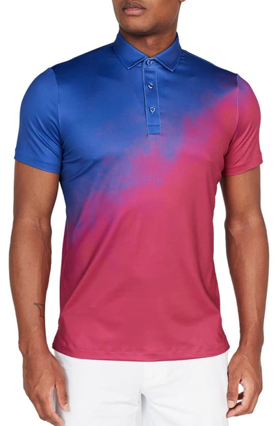 Redvanly Ruxton Ombré Performance Golf Polo In Sangria