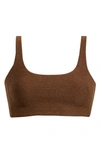 Outdoor Voices Double Time Stretch-jersey Sports Bra In Chocolate