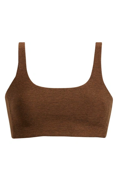 Outdoor Voices Double Time Stretch-jersey Sports Bra In Chocolate