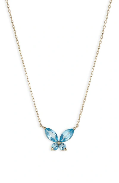 Bony Levy 14k Gold Blue Topaz Butterfly Pendant Necklace In 14k Yellow Gold