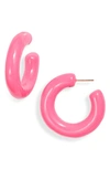 Shymi Large Enamel Tube Hoop Earrings In Pink