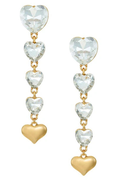 Ettika Crystal Love Drop Earrings In Gold