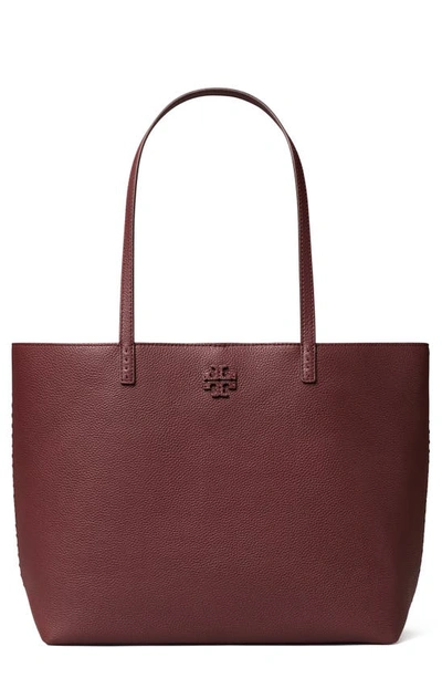 Tory Burch Mcgraw Leather Tote In Muscadine/gold