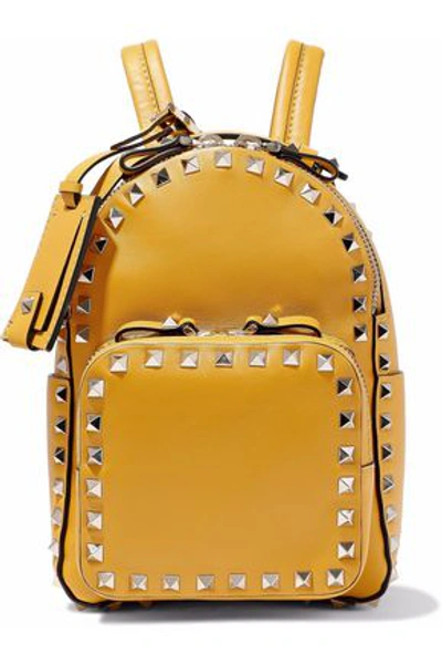 Valentino Garavani Rockstud Leather Backpack In Marigold