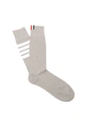 Thom Browne Striped Cotton Socks In Light Grey