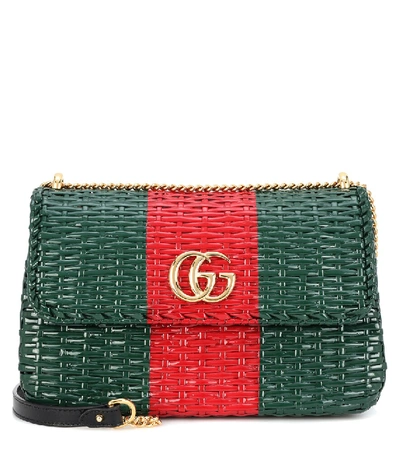 Gucci Small Linea Cestino Glazed Wicker Shoulder Bag - Green