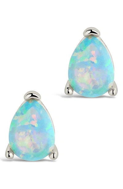 Sterling Forever Isla Created Opal Stud Earrings In Silver