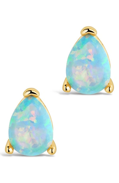 Sterling Forever Isla Created Opal Stud Earrings In Gold