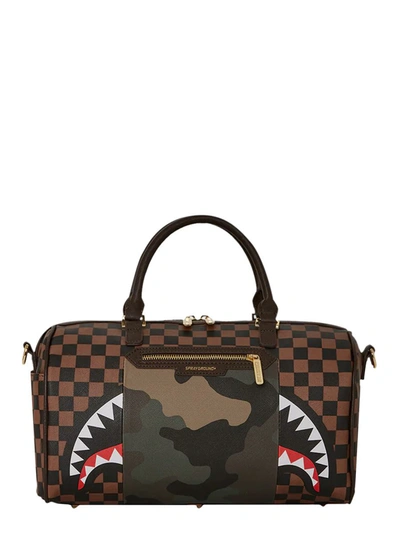 SPRAYGROUND SIP WITH CAMO ACCENT DUFFLE, Brown Men's Travel & Duffel Bag