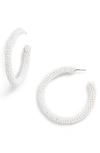 Sachin & Babi Noir Beaded Hoop Earrings In White