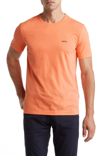 Hugo Boss Curved Cotton T-shirt In Open Red