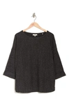 Max Studio Three-quarter Sleeve Rib Top In Chrcl/ Black