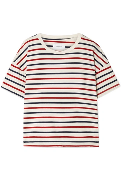 Current Elliott The Roadie Distressed Striped Cotton-jersey T-shirt In Multicoloured